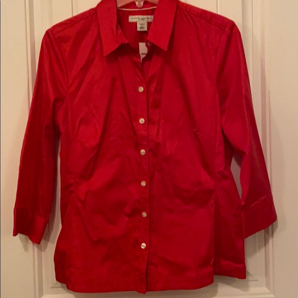 Cotton blouse with 3/4 length sleeves